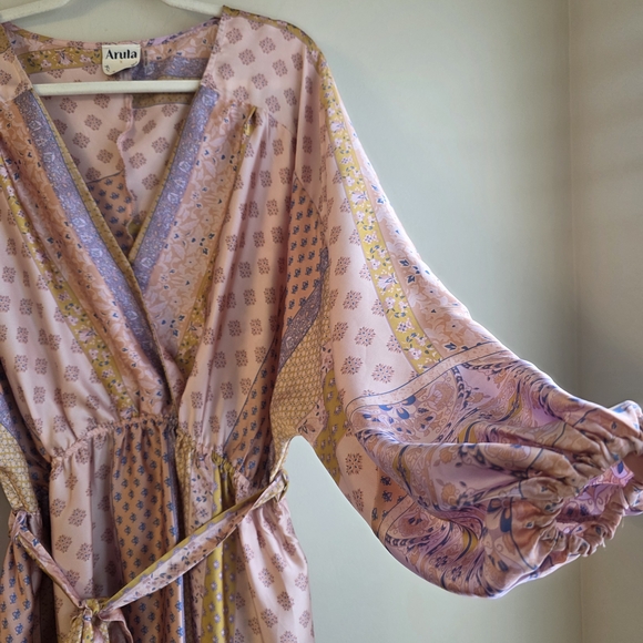 ARULA Pink and Purple Patterned Midi Dress - Picture 6 of 12